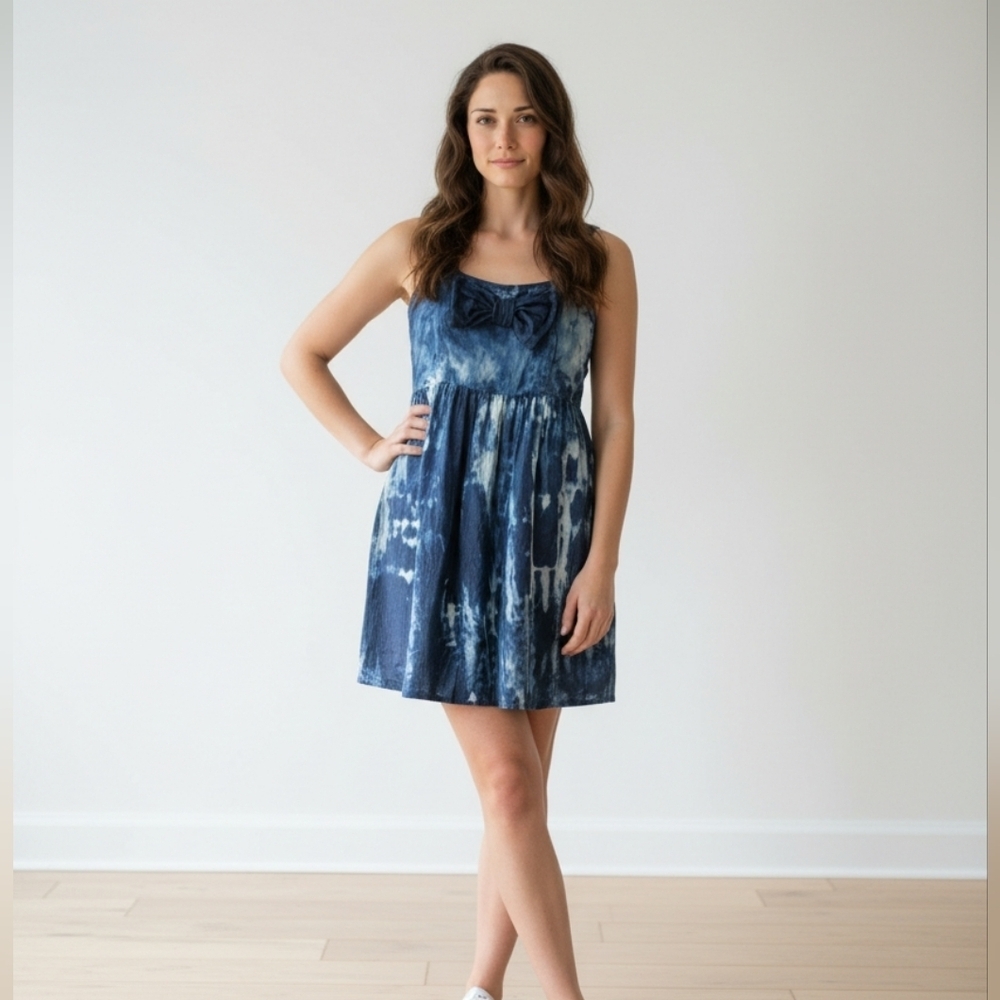 Jeans dresses with bow